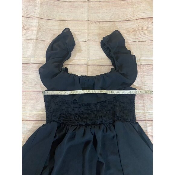 Torrid Women's Black Off Shoulder Mini Smoked Ruffle Lace Dress - 1XL - Picture 7 of 12